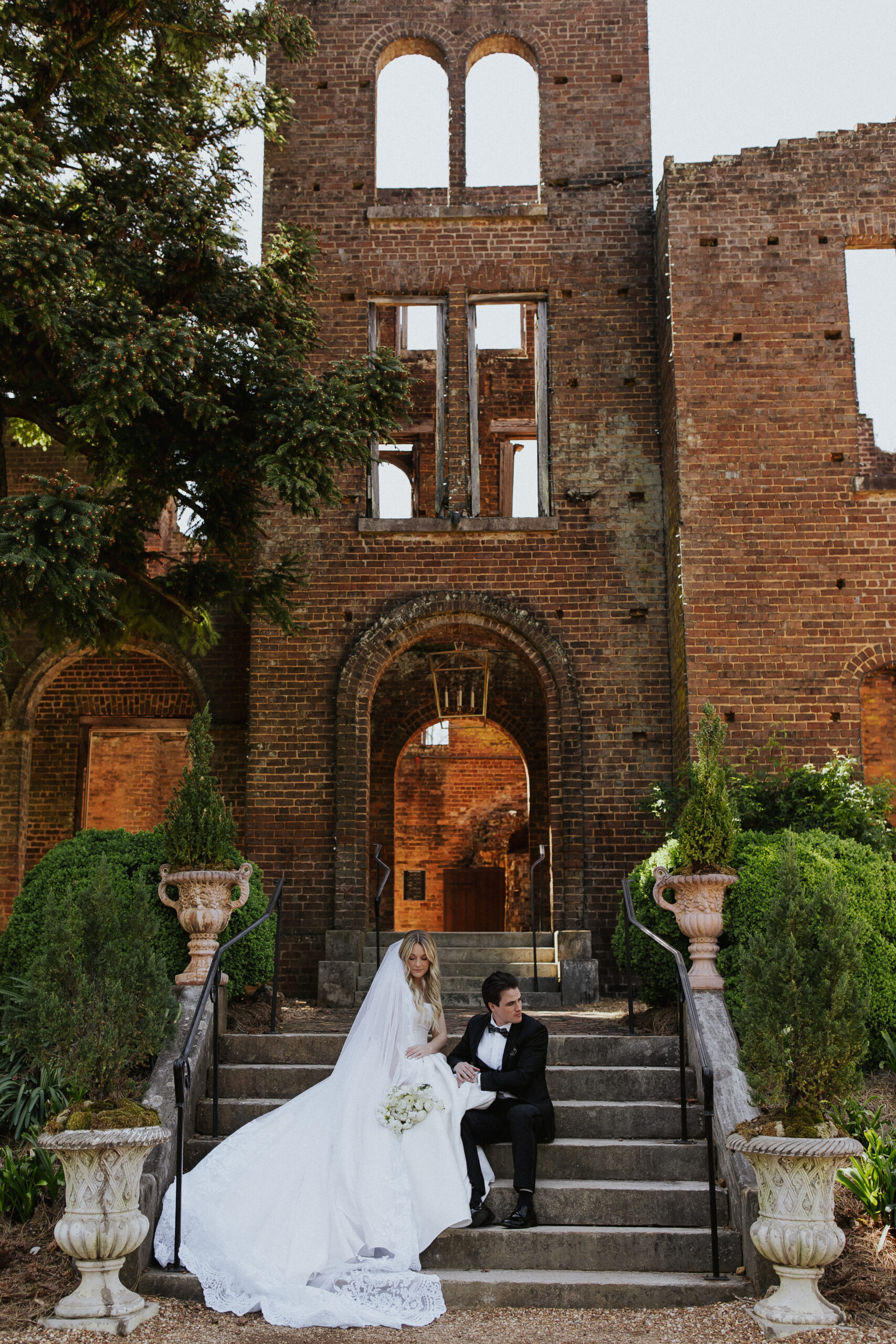 Bride and groom at their Barnsley Gardens wedding in North Georgia